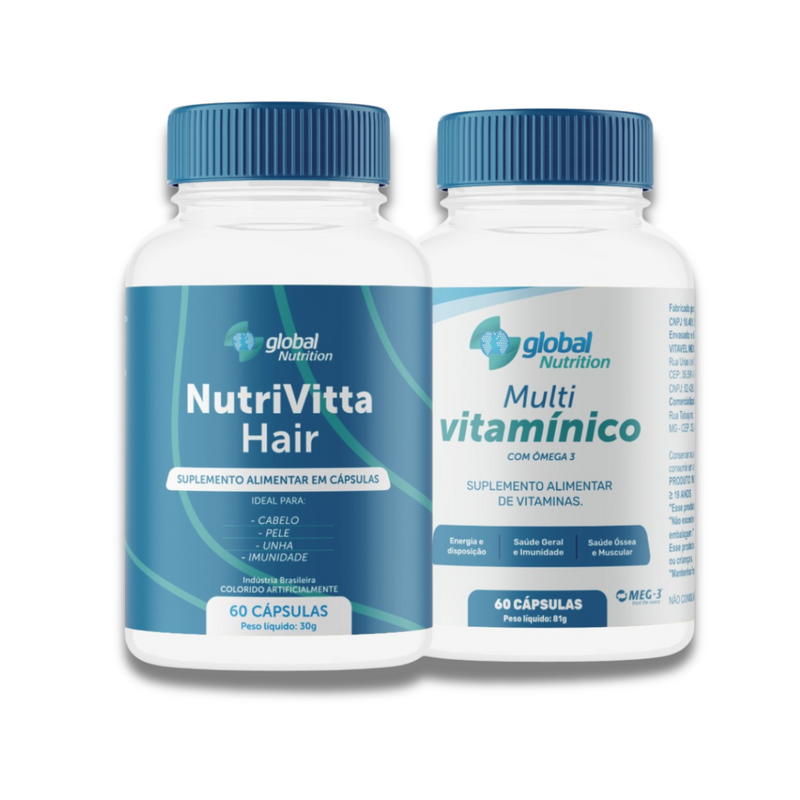 Kit Imunidade & Vitalidade GlobalNutrition - Multi Vitamínico + NutriVitta Hair