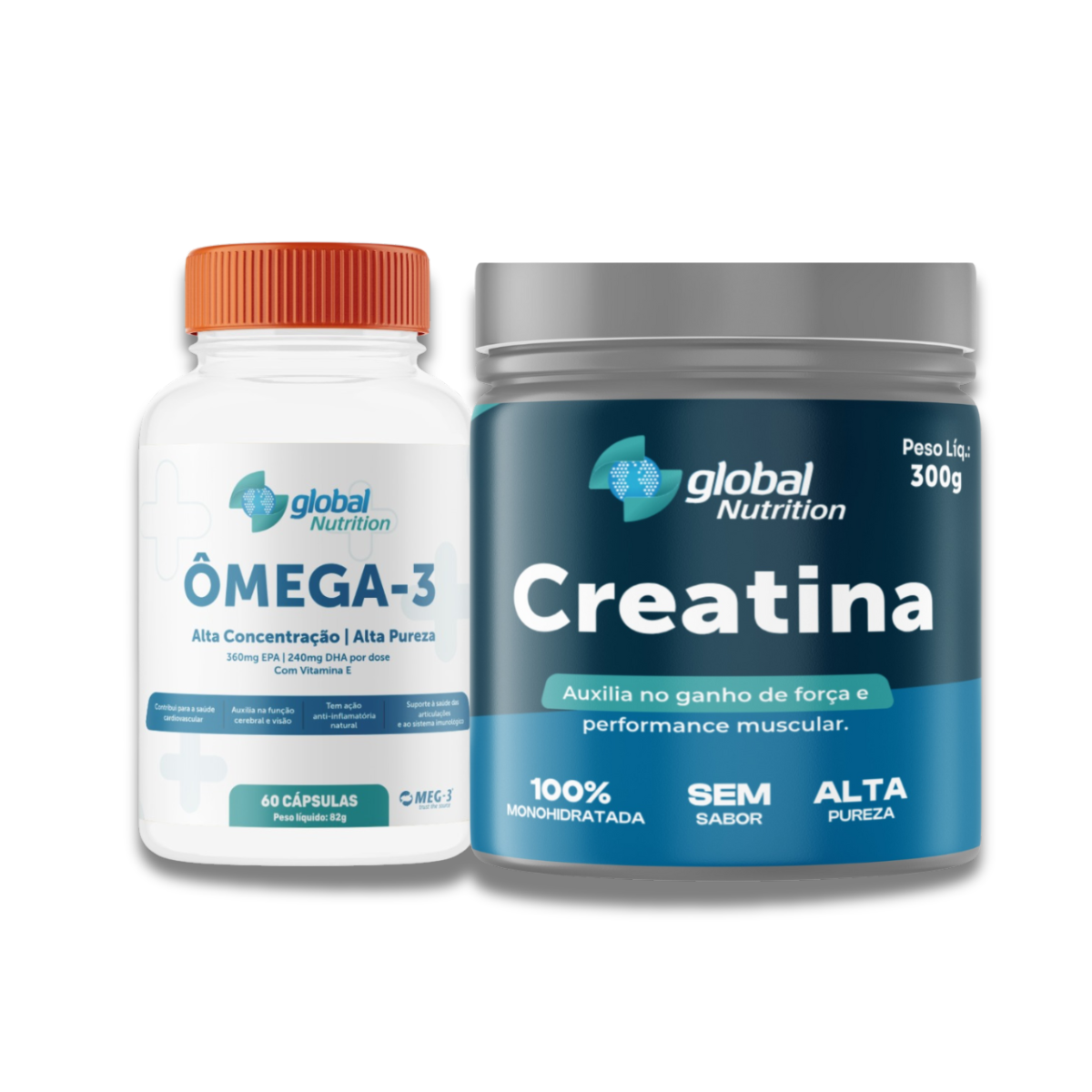 Kit Força Total GlobalNutrition – Creatina + Ômega 3